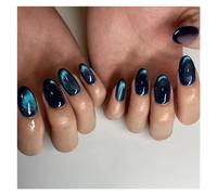 Faux Ongles Lot de 24 faux ongles simples rouge vin avec colle, mi-longs, forme amande, à presser, ronde, ovale, couverture complète(Color3)