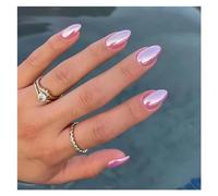 Faux Ongles Lot de 24 faux ongles simples rouge vin avec colle, mi-longs, forme amande, à presser, ronde, ovale, couverture complète(Color4)