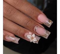 Faux ongles luxueux dégradés en ABS doux à appliquer rapidement pour les célébrations Faux ongles blancs élégants