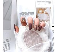 Faux Ongles Mat Givré Sucre Profond Café Cercueil Ongles Ballet Manucure Faux Ongle Patch Fini Portant Clou Pièce Clou(72pcs)