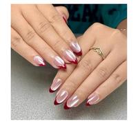 Faux Ongles Mi-longs En Amande, 24 Pièces, Œil De Chat, Motif Cœur D'amour, Motif Papillon, À Pression Sur La Pointe De L'ongle Kit Manucure(Y34)