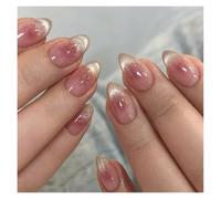 Faux Ongles Mi-longs En Amande, 24 Pièces, Œil De Chat, Motif Cœur D'amour, Motif Papillon, À Pression Sur La Pointe De L'ongle Kit Manucure(Y16)