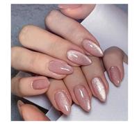 Faux Ongles Mi-longs En Amande, 24 Pièces, Œil De Chat, Motif Cœur D'amour, Motif Papillon, À Pression Sur La Pointe De L'ongle Kit Manucure(Y17)