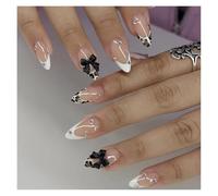 Faux Ongles Mi-longs En Amande, 24 Pièces, Œil De Chat, Motif Cœur D'amour, Motif Papillon, À Pression Sur La Pointe De L'ongle Kit Manucure(Y22)