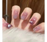 Faux Ongles Nail Patch Faux Ongles Diamant Brillant Motif D'amour En Trois Dimensions Roman Atmosphère Mature Ongle Portable(72pcs)