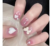 Faux Ongles Nail Patch Pratique Poudre De Peau D'ongle Amour Arc Porter Des Ongles Court Produit Fini Peut Être Cloué Avec De Faux Ongles(72pcs)