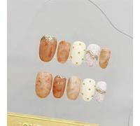 Faux ongles, ongles à presser Presse à pression d'amande de fée verte faite à la main avec de la colle faux ongles dégradé réutilisable artificiel couverture complète ongles conseils Art(Z715XS with T