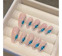 Faux ongles, ongles à presser Presse à pression d'amande de fée verte faite à la main avec de la colle faux ongles dégradé réutilisable artificiel couverture complète ongles conseils Art(Z08 S with To