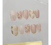 Faux ongles, ongles à presser Presse à pression d'amande de fée verte faite à la main avec de la colle faux ongles dégradé réutilisable artificiel couverture complète ongles conseils Art(Z712XS with T