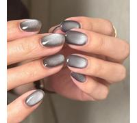 Faux ongles ovales courts à presser pour femme avec effet scintillant conçus pour une intégration homogène des ongles