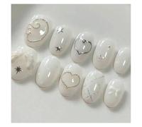 Faux Ongles Ovales Pressés À La Main, 10 Pièces, Pointes D'art Minimalistes À Ailes Blanches, Adaptées À L'usage Des Femmes Kit Manucure