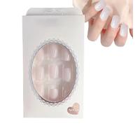 Faux ongles - pas de clous de presse de colle, légère pointe blanche neutre français | Ongle de conception de squoval moyen portable, simple pelage et appuyer facile Appliquer les outils essentiels de