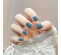 Faux Ongles Patch Faux Ongles Dégradé Gris-Bleu Ultra-Fin Amovible En Boîte Fini Portant Une Armure(72pcs)