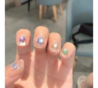 Faux Ongles Petit Diamant Étoile Clignotant Court Enfants Ins Avec Le Même Faux Ongle Portant Un Patch Pour Ongles Fini 24 Pièces(72pcs)