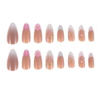 Faux Ongles Portables Floraux 3d Rose, Style Festif Scintillant | Plastique, Effet Brillant et Design Créatif, pour Mariage, Fêtes et Nuits de Noël