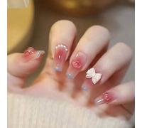 Faux Ongles Porter Des Ongles Manucure Patch Poudre Lumière Translucide Changement De Couleur En Trois Dimensions Amour Perle Diamant Nouveau À La Mode(72pcs)