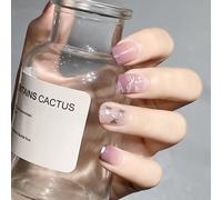 Faux Ongles Porter Un Papillon Français Été Blanc Ongle Pièce Halo Teint Court Faux Ongles Manucure Détachable Ongle Patch(72pcs)