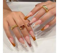 Faux Ongles Porter Une Manucure Française Café Couleur Correspondance Des Couleurs Faux Ongle Vague Point Série Ongle Pièce Faux Ongle(72pcs)