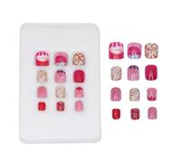 Faux Ongles pour Garçon et Filles 24 Pièces Abs, Décorations D’ongles DIY | Petites Filles, Motif Rayé Façon Gâteau, Usage Nail Art Garçon et Filles, Set de 24 Pièces