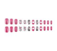 Faux Ongles Pour La Saint-valentin 24 Pièces Joli Cœur À Pression Courte Artificiel Cœur Scintillant