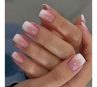 Faux ongles press on nails French manucure - Blanc rose dégradé - Couverture complète - Acrylique - Faux ongles pour salon - Carré
