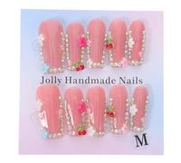 Faux Ongles Press On Roses, Coffins, 10 Pièces, Rose | Rhinestone et Plastique, Effet Léger, Manucure Maison ou Bureau, Décor Printanier