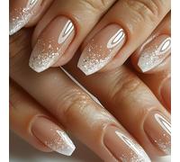 Faux ongles professionnels à presser pour French manucure - Blanc pailleté - Forme carrée