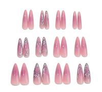 Faux ongles professionnels en forme d'aiguille - En relief - Construction pratique en ABS - Pour mariage - Vie nocturne - Ongles en acrylique