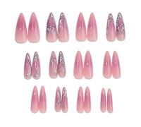 Faux ongles professionnels - Longueur aiguille - Détails en relief - Construction pratique en ABS - Pour événements de mariage, vie nocturne - Accessoires pour ongles