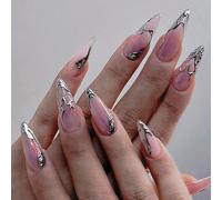 Faux ongles professionnels - Longueur des aiguilles - Détails en relief - Construction pratique en ABS pour un événement de mariage - Vie nocturne - À coller sur les ongles - Longueur des aiguilles