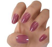 Faux ongles ronds violet rêveur couleur unie faux ongles à presser courts pour le quotidien au bureau femme art des ongles ovale moyen Nice et attrayant