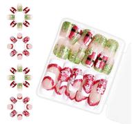 Faux ongles scintillants en forme de flocon de neige, couverture complète, ongles à coller sur les ongles courts et carrés