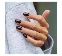 Faux Ongles Solid Color Wearable Nail Art Fashion Red Blue Rose Pink Square Shape Finished False Nails Press on Nails with Glue(Color10)