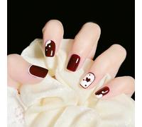 Faux Ongles Souffle Mignon Bordeaux Crème Coeur Amour Court Portant Des Ongles Blanc Faux Ongle Patch(72pcs)