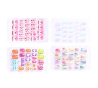 Faux Ongles Style Mixte Amovibles pour Garçon et Filles 4 Boîtes | Plastique, Pose Facile pour Nail Art Diy, Design Adorable, Fêtes et Événements de Vacances Style Aléatoire