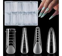 Faux Ongles Système Double Nail Form, 4 Styles Acrylique Conseils Ongles avec échelle Graduée pour Ongles Outils de manucure, Reconstructions ManiNails et Tip Nail Art (96Pcs)