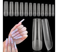 Faux Ongles Transparents, 240 Pièces Acrylique Français Demi Couverture Forme De Cercueil, 12 Tailles Demi Couverture Professionnelle Sans Pli Kit D'extension D'ongles Pour Nail Art.[G706]