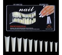 Faux ongles transparents sans C pour ongles en acrylique extra longs plats et carrés, faux ongles français pour ongles acryliques professionnels