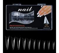 Faux ongles transparents sans C pour ongles en acrylique extra longs plats et carrés, faux ongles français pour ongles acryliques professionnels