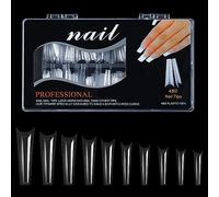 Faux ongles transparents sans C pour ongles en acrylique extra longs plats et carrés, faux ongles français pour ongles acryliques professionnels