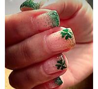 Faux ongles Trèfle vert à coller sur les ongles pailletés pour ajouter une touche festive à n'importe quelle tenue