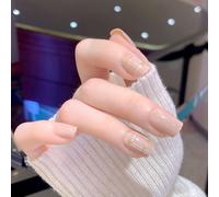 Faux Ongles Treillis De Thé Au Lait Japonais Blanc Portant Un Faux Patch Pour Ongles Manucure Amovible(72pcs)