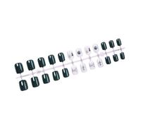 Faux ongles vert foncé avec arbre de Noël hiver housses complètes coller sur presse presse artificielle ongle court carré faux code complet Stick ON