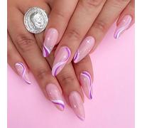 Faux Ongles Wave Simple Series Pointed Wearing Nail Finished Fake Nail Nail Patch Nail Patch(72pcs)