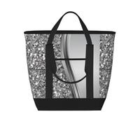 Faux paillettes argentées glamour,Sacs à lunch isothermes de grande capacité pour femmes et hommes