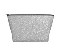 Faux Paillettes argentées Scintillantes imprimées, Trousse de Toilette Trousse de Maquillage Sac à cosmétiques Trousse de Toilette de Voyage Portable