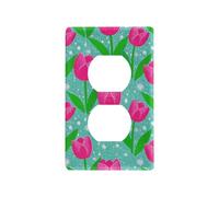Faux paillettes dessin animé fleur bleue décorative plaque d'interrupteur mural couvertures uniques et plaques d'interrupteur tapa para commutateur de luz prises duplex