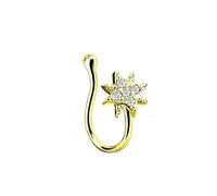 Faux Percing au Nez Anneau, 1pcs 14G Cuivre Anneaux Helix Conch Septum Daith Tragus Boucles d'oreilles Oreille Bijoux Étoile avec zircon cubique, Style 2-Or, 1.6mm