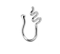 Faux Piercing Nez Argent, 1pcs 14G Cuivre Faux Piercing Nez Septum Anneau Segment Cartlidge Helix Daith Conch Bijoux Serpent, Style 18-Argent, 1.6mm