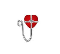 Faux Piercing Oreille, 1pcs 18G Acier inoxydable Faux Piercing Nez Septum Anneau Segment Cartlidge Helix Daith Conch Bijoux Cœur orné de zirconiums cubiques, Argent, Style 11, 1.0x10mm